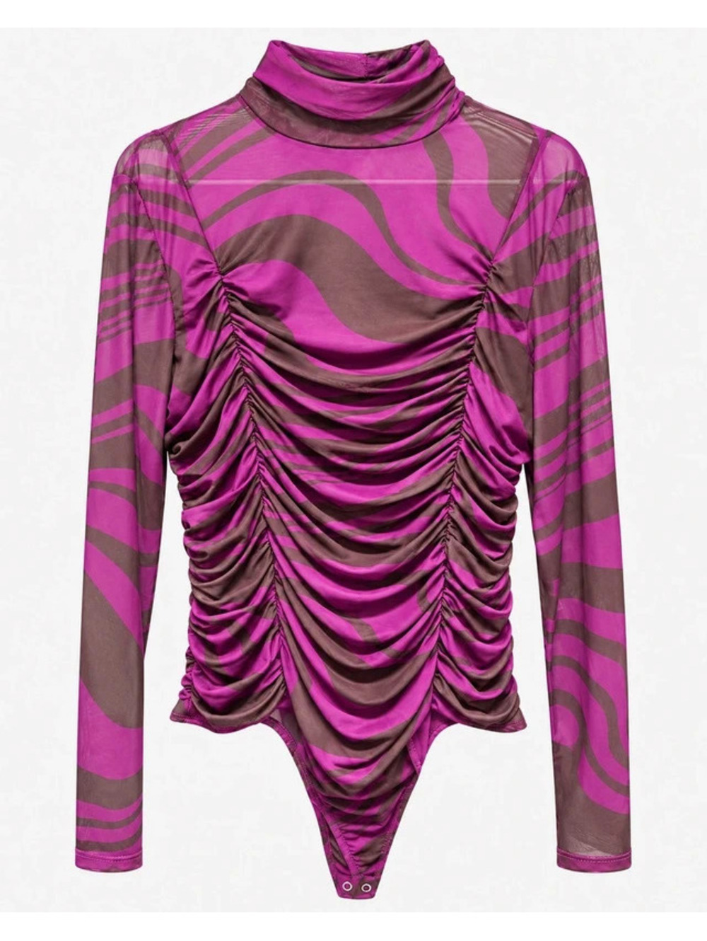 Nine West Purple Swirl Ruched Bodysuit, XXL
